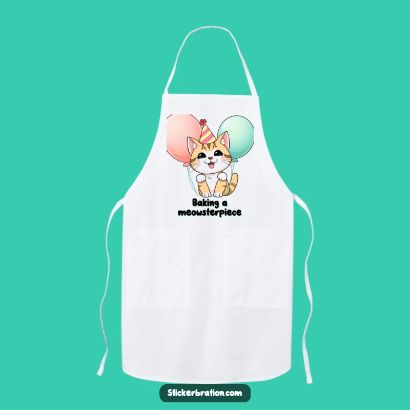 Funny Party Cat Apron - Cook with Festive Feline Fun and Character Art