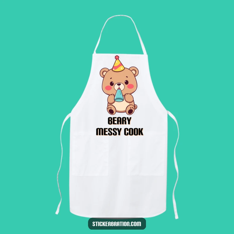 Funny Party Bear Apron: Cute Birthday Chef Gift, Festive Fun