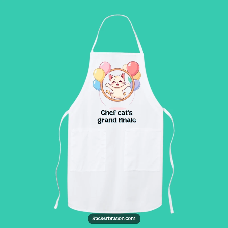 Funny Cat Balloon Hoop Apron: Cook with Joy, Your Playful Kitchen Gear!
