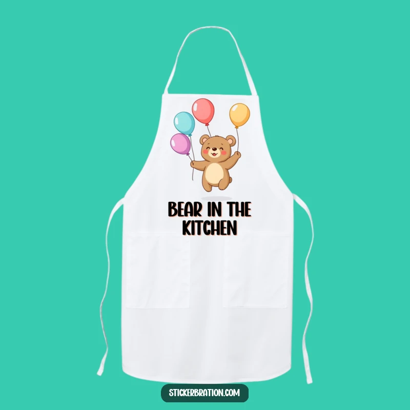 Funny Bear Juggling Balloons Apron: Cook Up Fun in the Kitchen