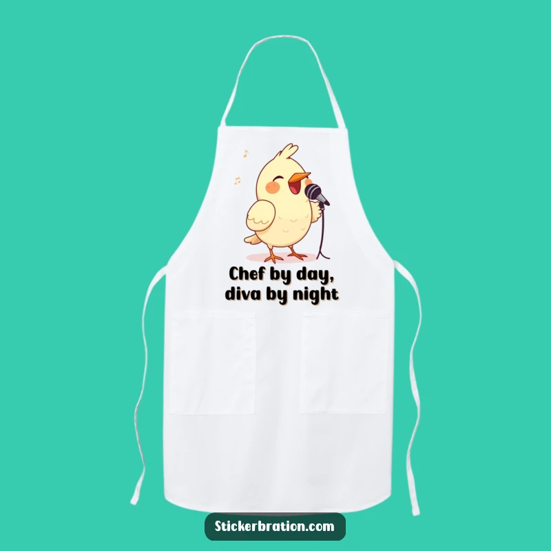 Funny Bird Microphone Apron - Hilarious Kitchen Singer Gift