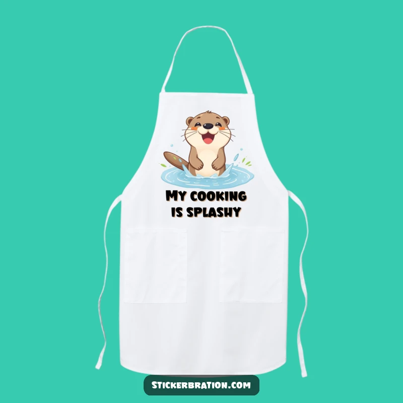 Funny Otter Splashing Apron: Cook with Delight and Joyful Flair