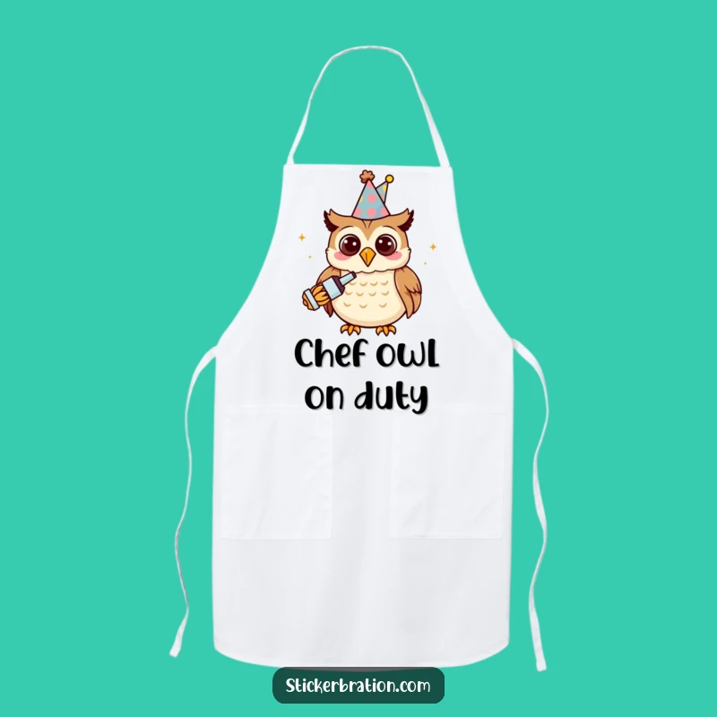 Funny Owl Party Apron: Cook Up Fun, Your Festive Kitchen Essential!