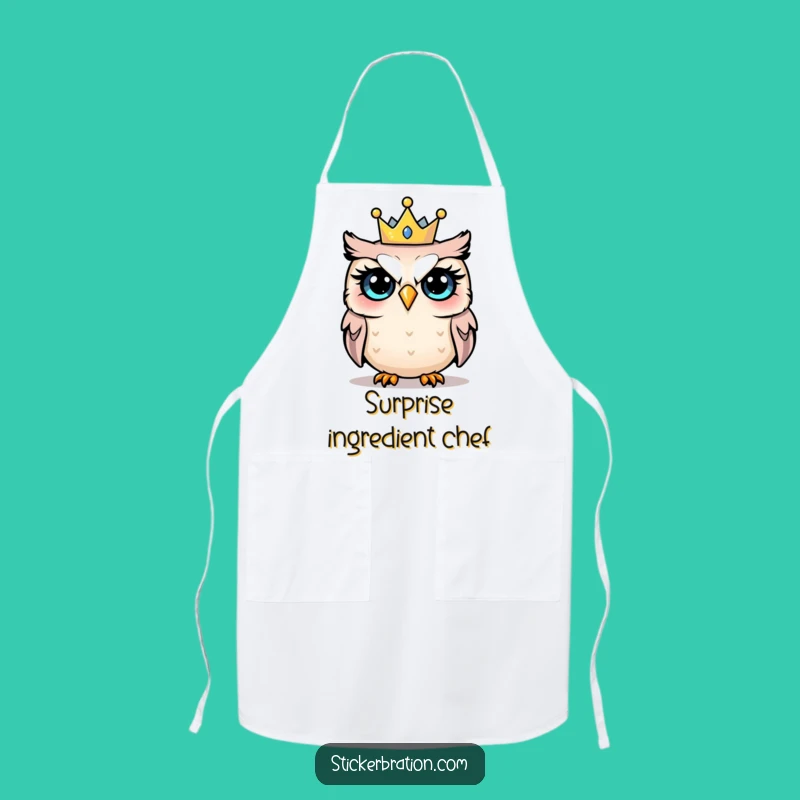 Funny Shocked Owl Party Apron: Cook with Festive Surprise and Humor