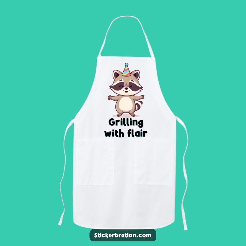 Funny Raccoon Jig Apron - Festive Kitchen Wear with Hat, Perfect Funny Gift!