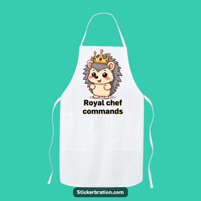 Funny Hedgehog King Apron: Rule the Kitchen, Your Royal Culinary Gear!