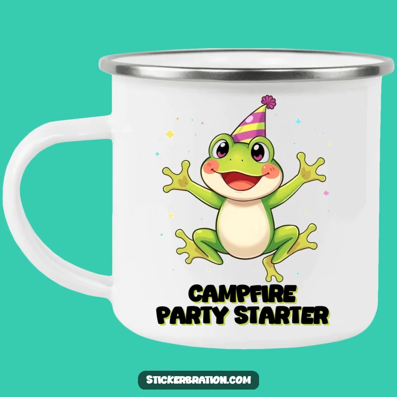 Funny Frog Party Camping Mug - Glitter Jumping Frog Outdoor Gift