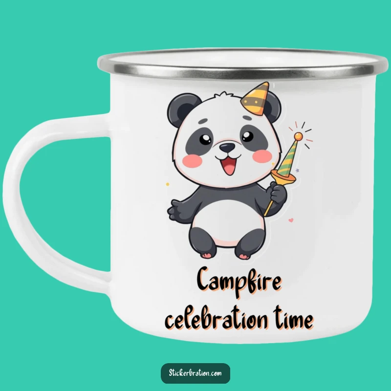 Durable Funny Panda Party Popper Camping Mug: Your Festive Outdoor Companion