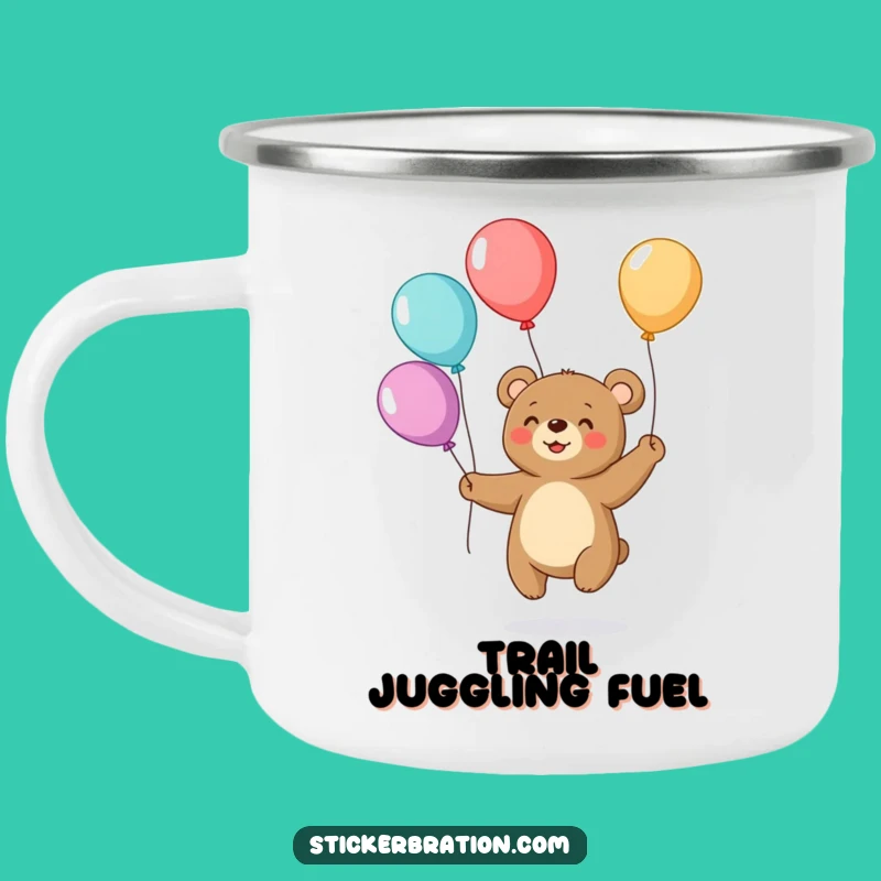 Funny Bear Juggling Balloons Camping Mug: Your Hilarious Companion for Outdoor Fun