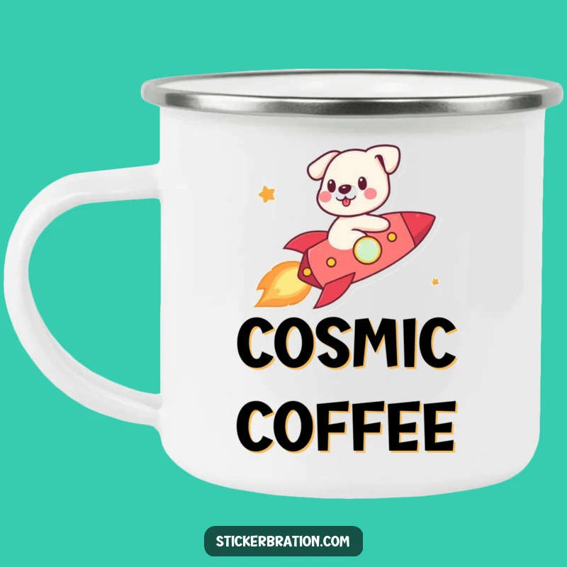 Funny Dog Rocket Camping Mug: Your Cosmic Companion for Outdoor Adventures