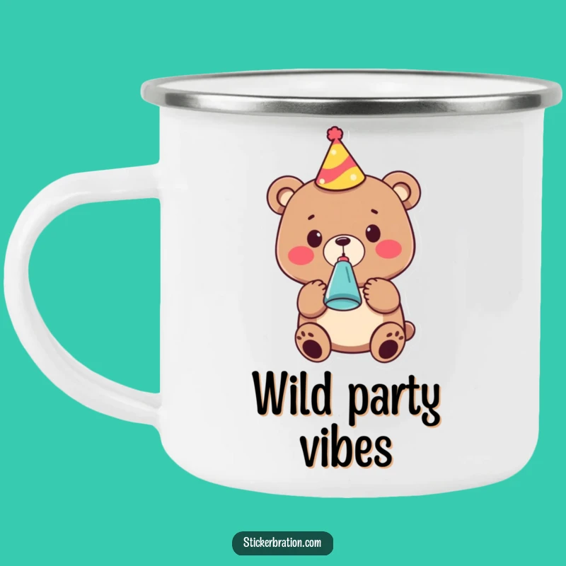 Funny Party Bear Camping Mug: Celebration Character, Outdoor Fun Gift