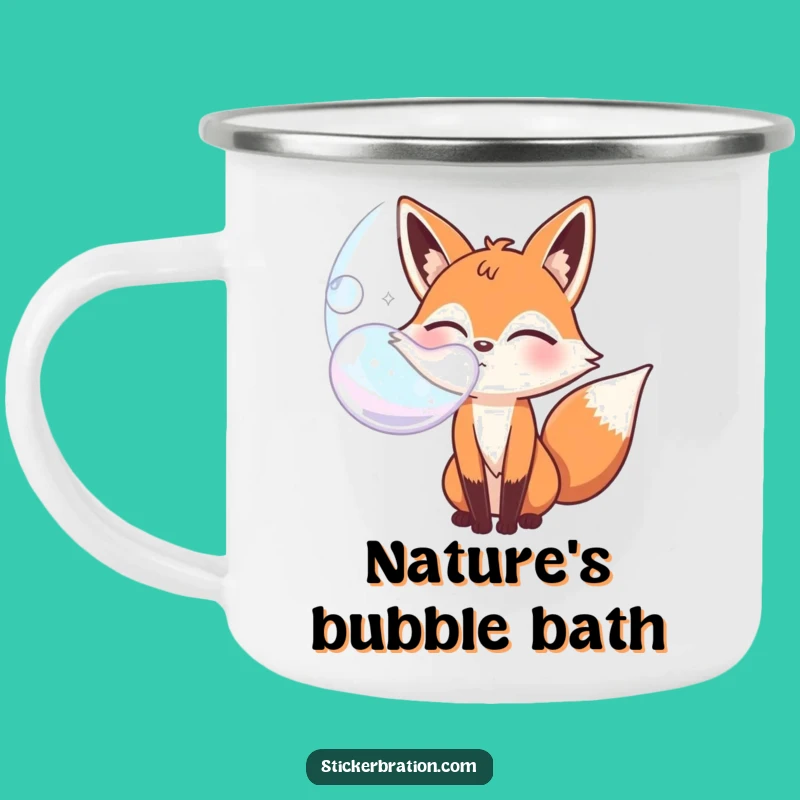 Funny Fox Bubble Camping Mug - Adventure & Playfulness Gift