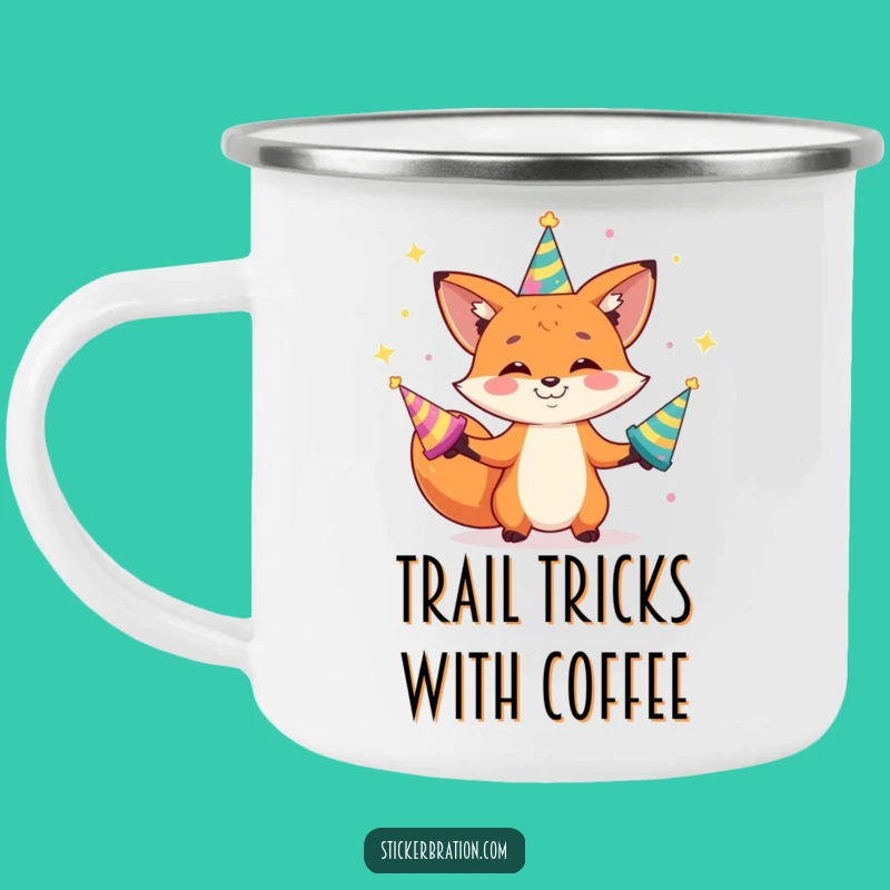 Funny Fox Juggling Camping Mug: Durable Playful Party Mug for Outdoors