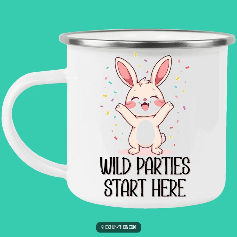 Funny Bunny Confetti Camping Mug: Your Hilarious Companion for Outdoor Fun