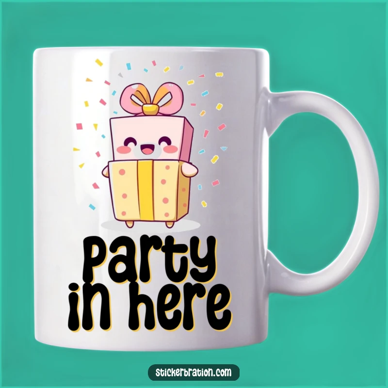 Funny Gift Box Mug - Celebrate with Joyful Confetti and Laughter