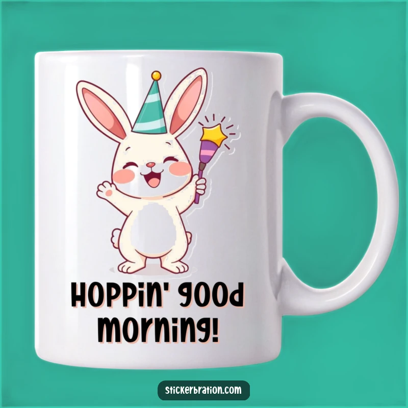 Funny Party Bunny Mug: Cheerful Character with Popper, Perfect Gift!