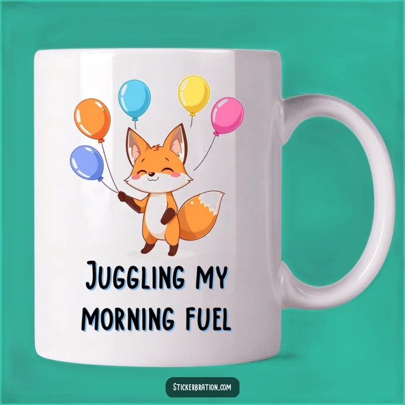 Funny Fox Balloon Juggling Mug: A Hilarious Gift for Playful Personalities