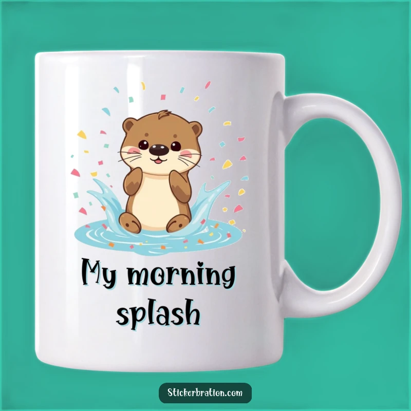 Funny Otter Splas Mug - Playful Confetti Joy, Perfect Funny Gift for Otter Lovers!