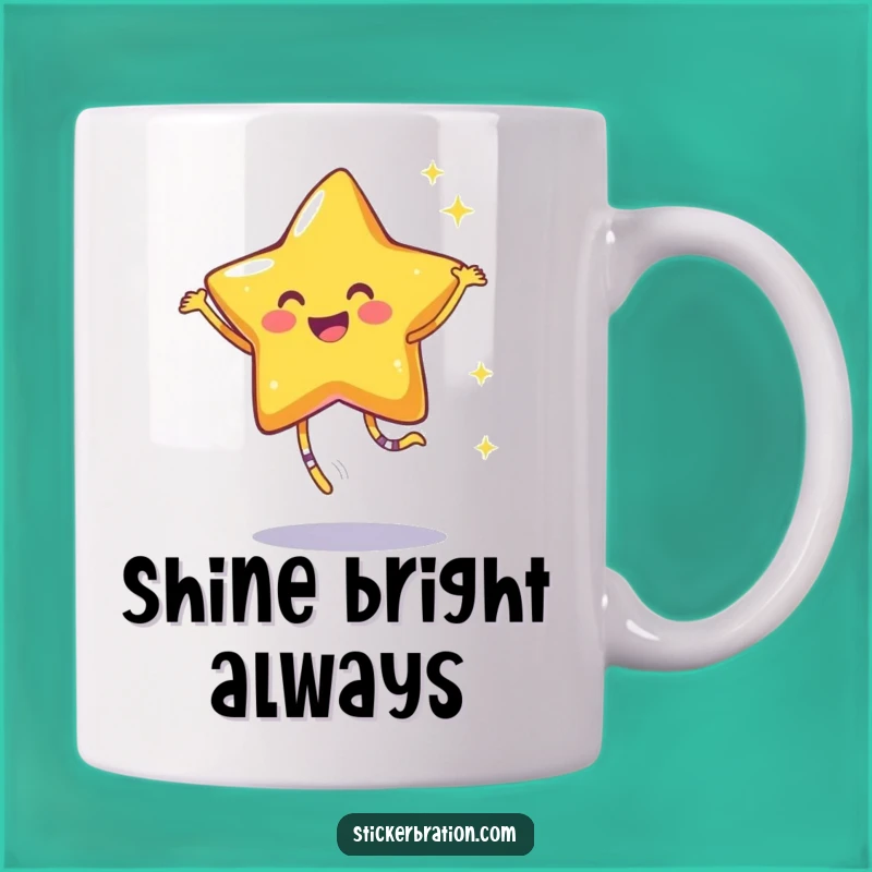 Funny Star Dance Mug: Joyful Sparkle Character, Perfect Gift for Cheer!