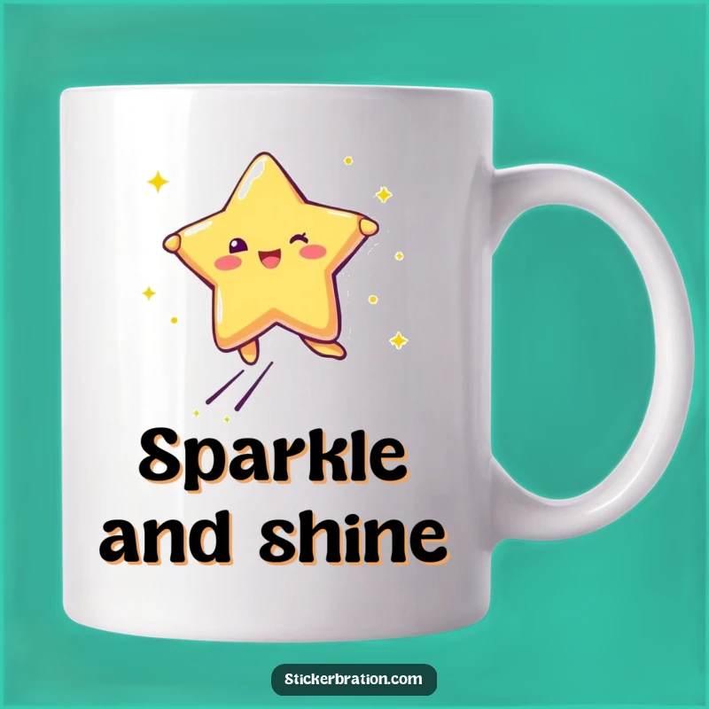 Funny Star Leap Mug: Joyful Glittery Character Gift for Bright Spirits