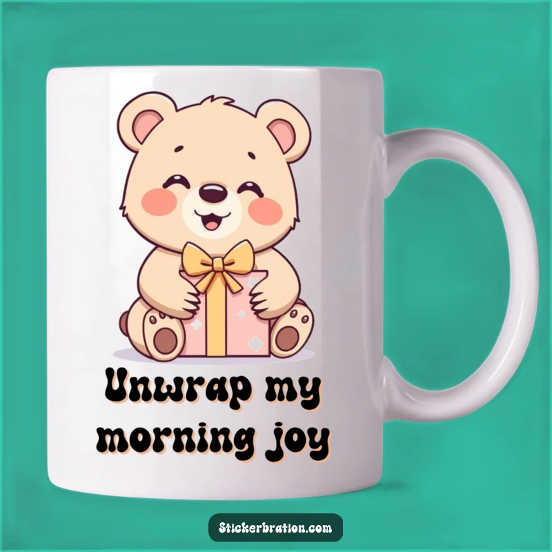 Funny Bear Cub Gift Mug: Hilarious Present Opening Joy for Coffee Lovers