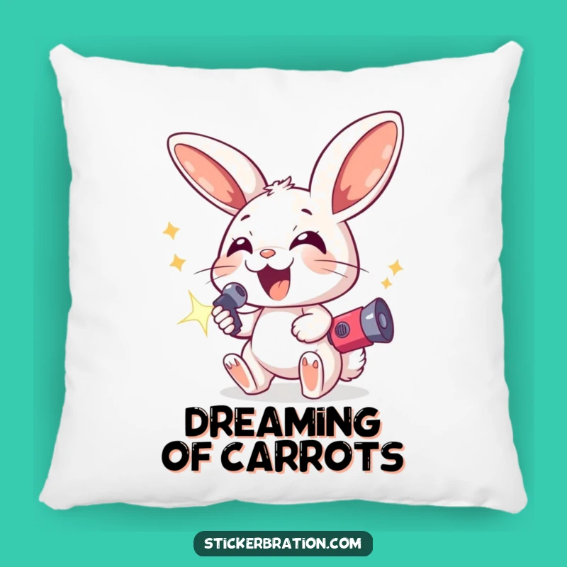 Funny Excited Bunny Pillow - Comfy Character Art for Festive Relaxation