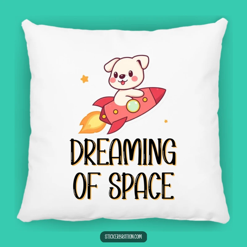 Funny Dog Rocket Pillow: Snuggle Up with This Cute Character's Cosmic Dreams
