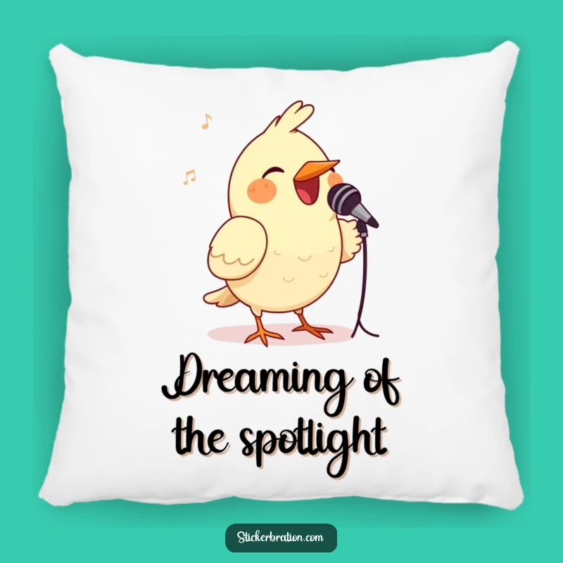 Funny Bird Microphone Pillow - Hilarious Singer Accent Pillow Gift