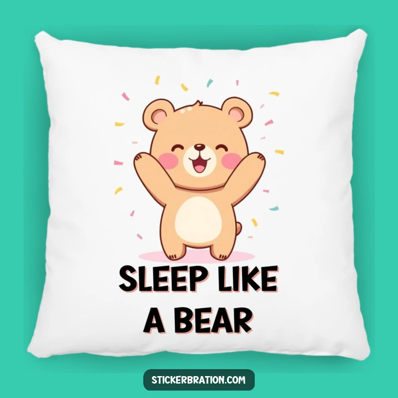 Funny Bear Confetti Pillow - Cozy & Joyful Comfort Gift