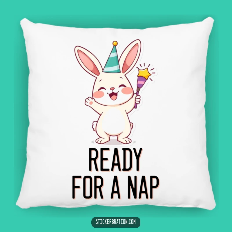 Funny Bunny Festive Pillow: Cheerful Character Comfort, Hilarious Gift!