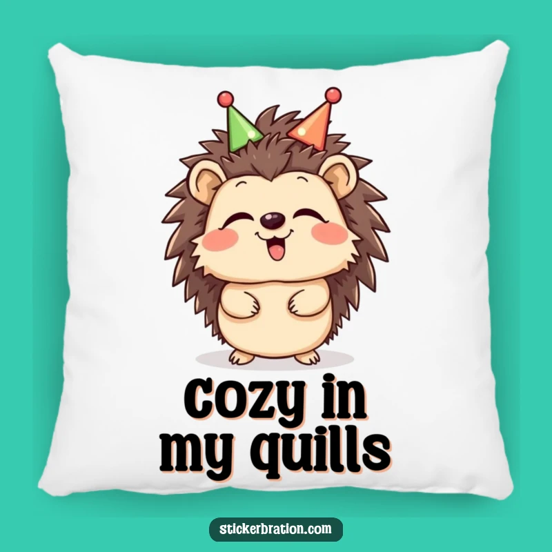 Funny Hedgehog Giggle Pillow - Cozy Celebration Cushion with Headband, Perfect Funny Gift!