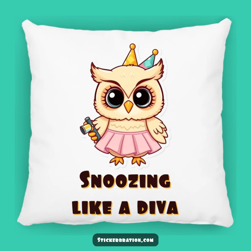 Funny Party Owl Pillow - Comfy Character Art for Festive Relaxation