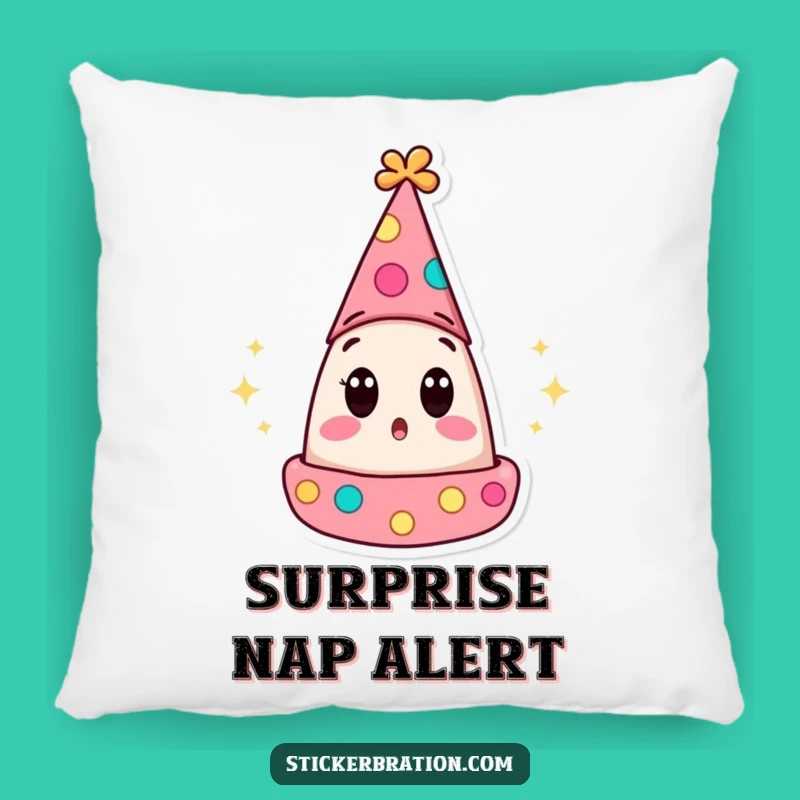 Funny Surprised Party Hat Pillow: Huggable Comfort with Hilarious Shock