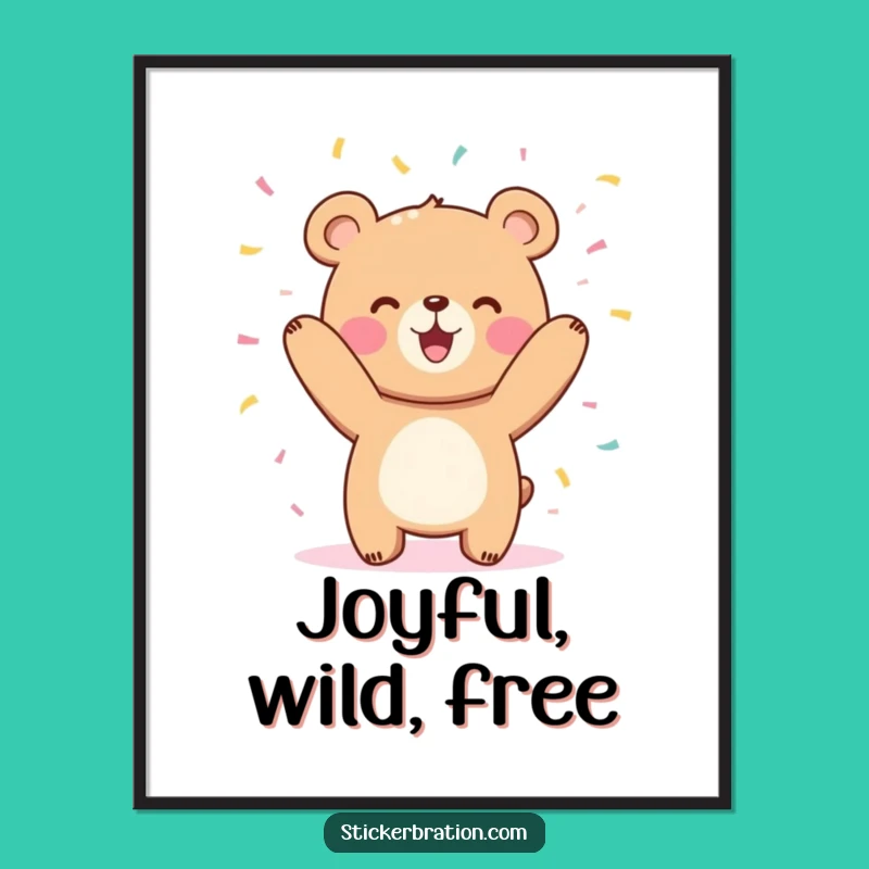 Funny Bear Confetti Digital Art - Instant Joyful Decor Gift
