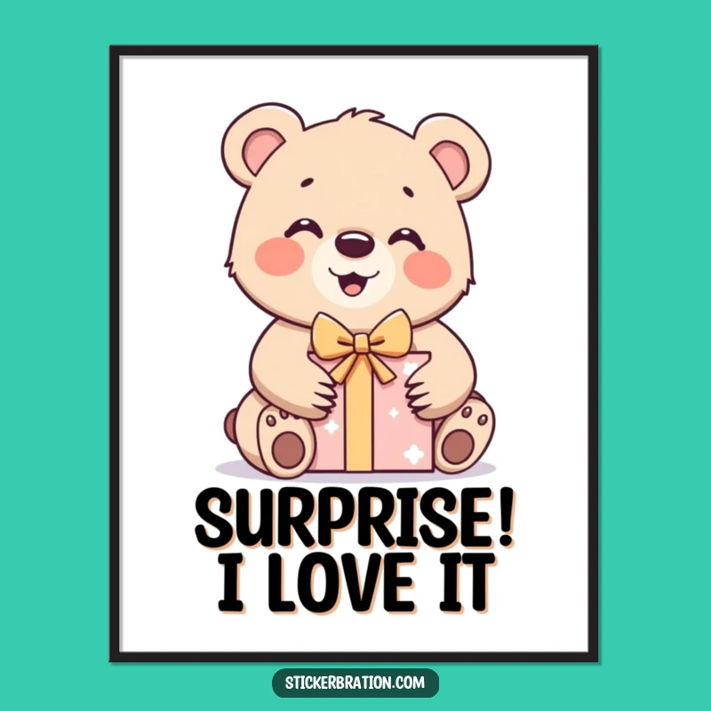 Funny Bear Cub Gift Digital Art: Instant Joyful Decor for Your Space