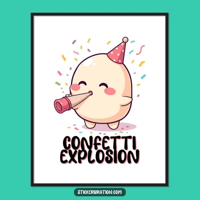 Funny Blob Party Horn Digital Art: Instant Hilarious Celebration for Your Walls