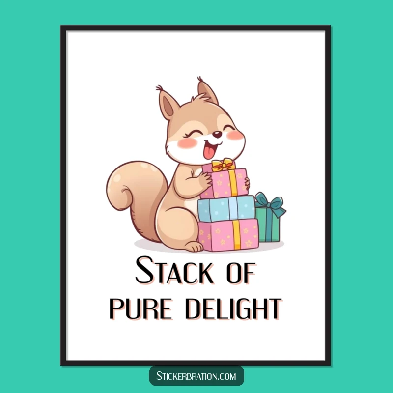 Funny Giggling Squirrel Gifts Digital Art: Instant Joyful Wall Decor