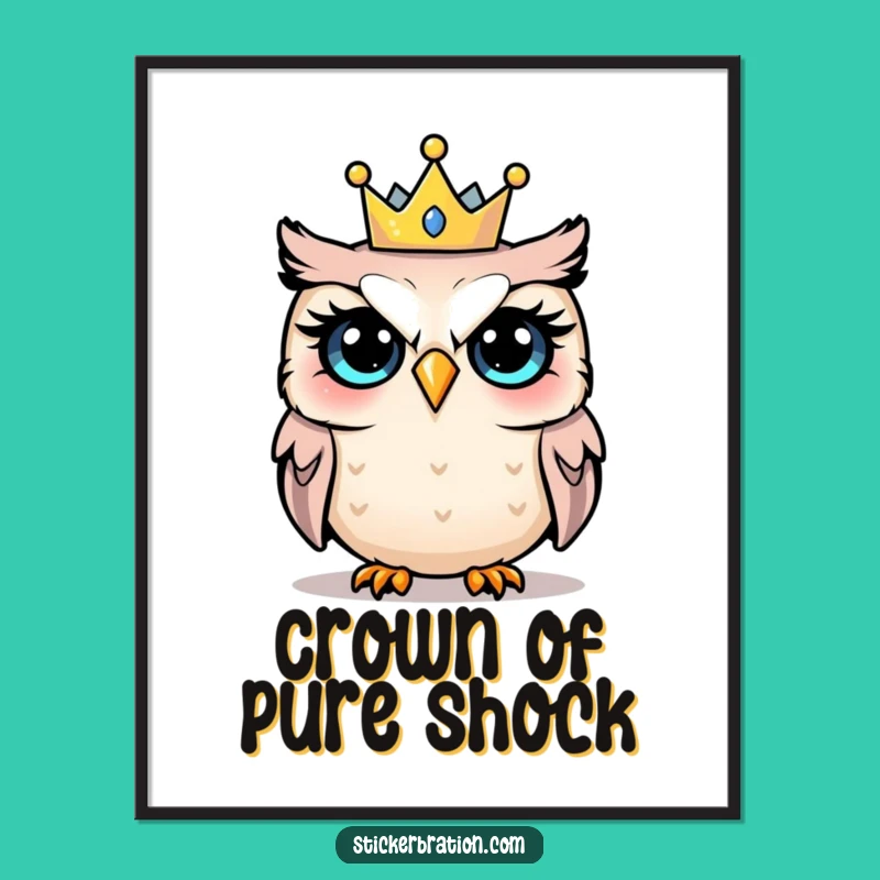 Funny Shocked Owl Party Digital Art: Instant Festive Wall Decor