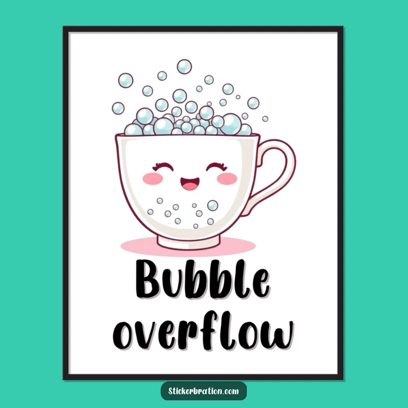 Funny Teacup Bubbles Digital Art: Instant Cheer for Your Walls