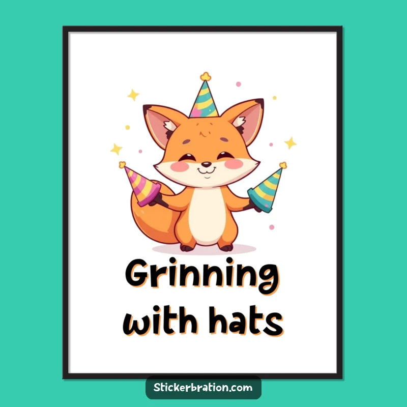 Funny Fox Juggling Digital Art: Playful Party Print for Instant Fun