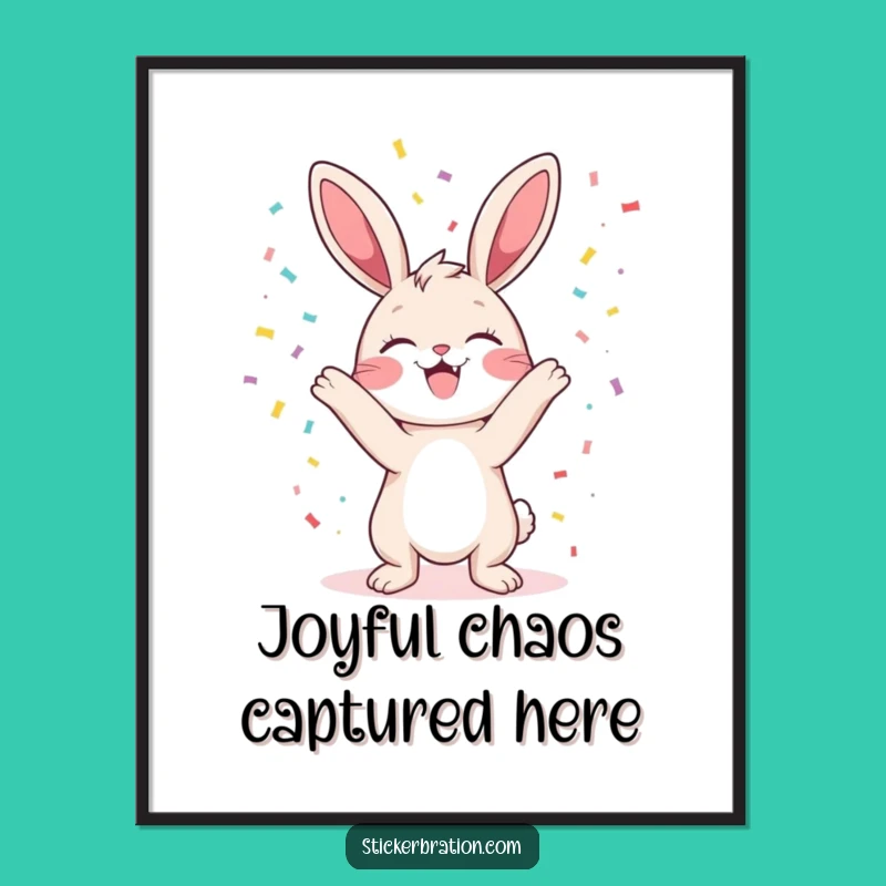 Funny Bunny Confetti Digital Art: Instant Hilarious Celebration for Your Space