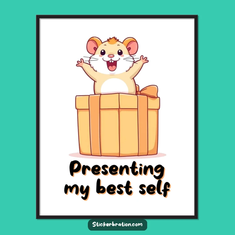 Funny Hamster Present Digital Art Print - Hilarious Pet Wall Decor