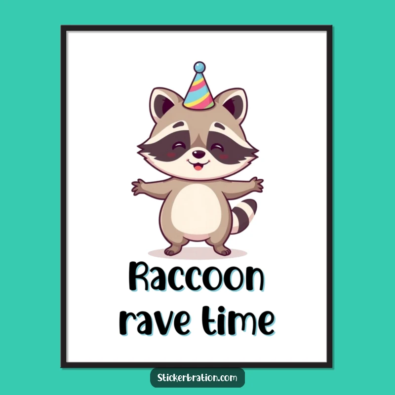 Funny Raccoon Jig Digital Art - Festive Printable with Hat, Perfect Funny Gift!