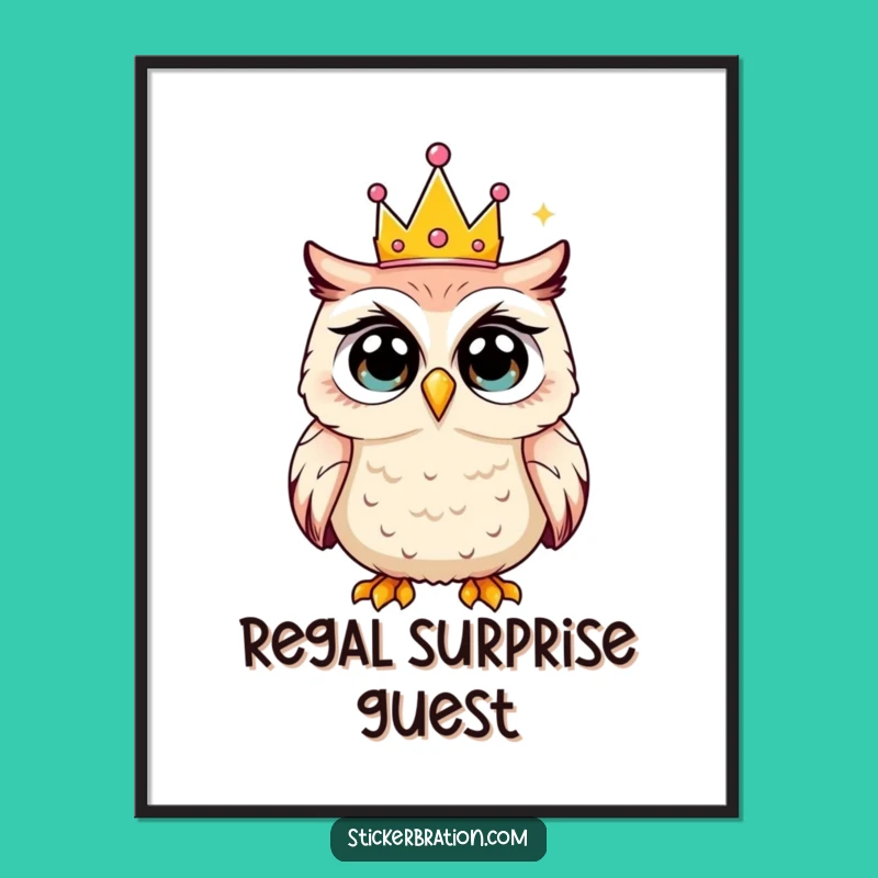 Funny Owl Digital Print: Shocked Party Art, Instant Humorous Decor