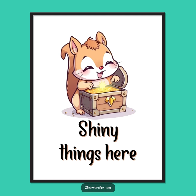 Funny Squirrel Treasure Digital Art - Instant Hilarious Download for Your Wall!