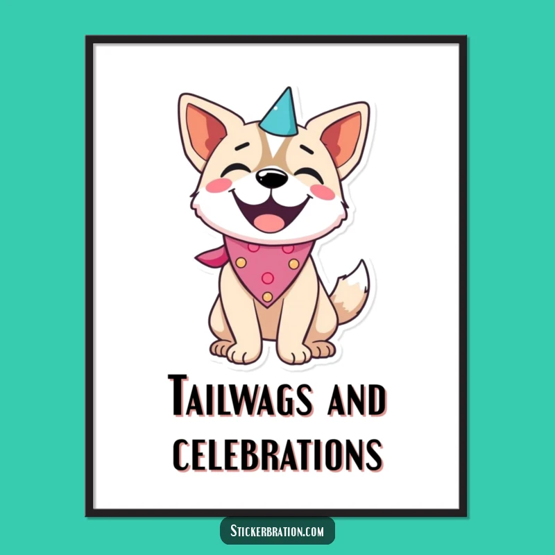Funny Dog Party Digital Art: Instant Joy, Printable Cheerful Decor!