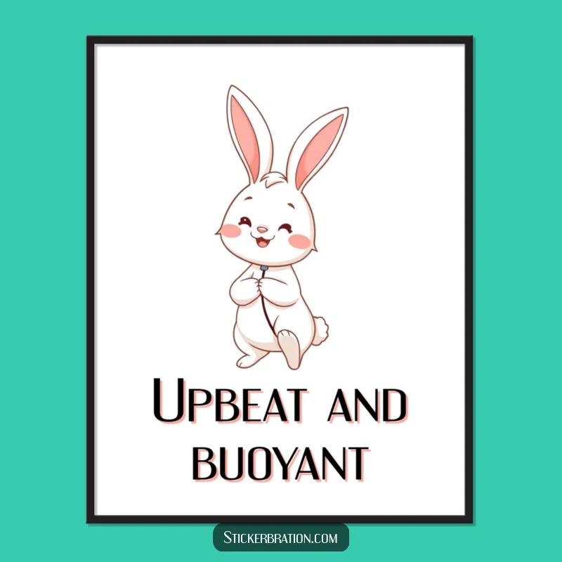 Funny Rabbit Balloon Digital Print: Instant Whimsy Wall Art