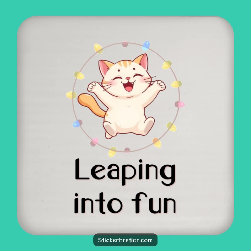 Funny Cat Coaster: Leaping Protector, Humorous Table Decor