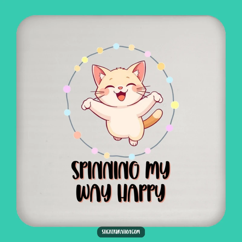 Funny Cat Hoop Lights Drink Coaster - Hilarious Feline Table Protector