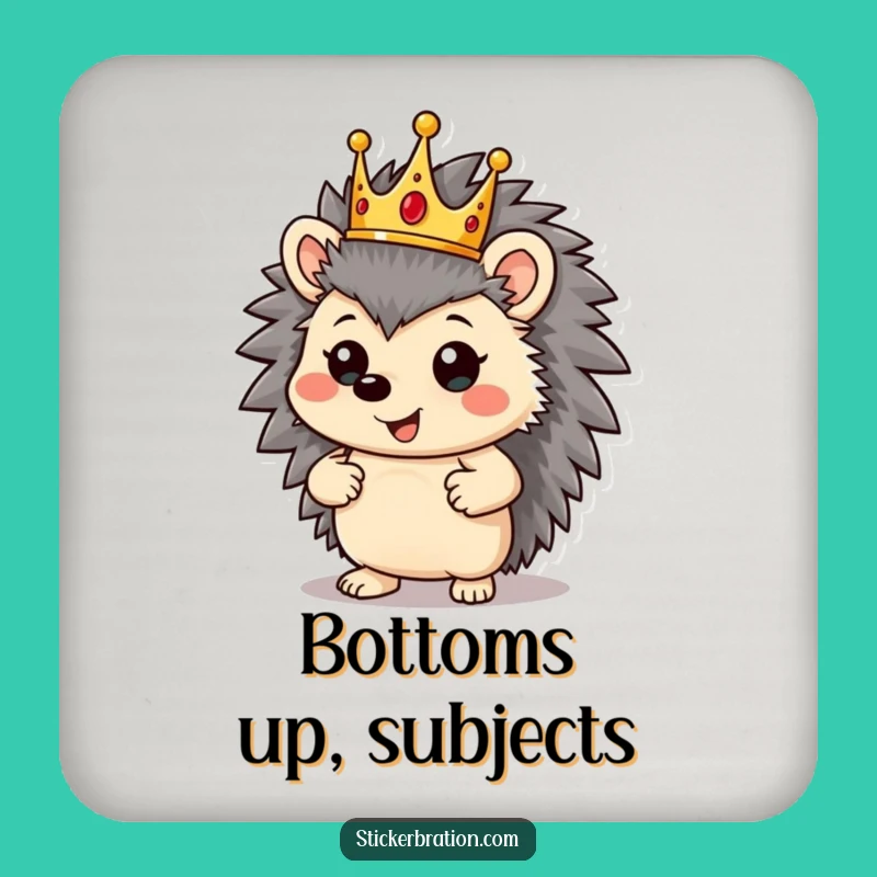 Funny Hedgehog King Coaster: Protect Royalty, Regal Drink Protection!